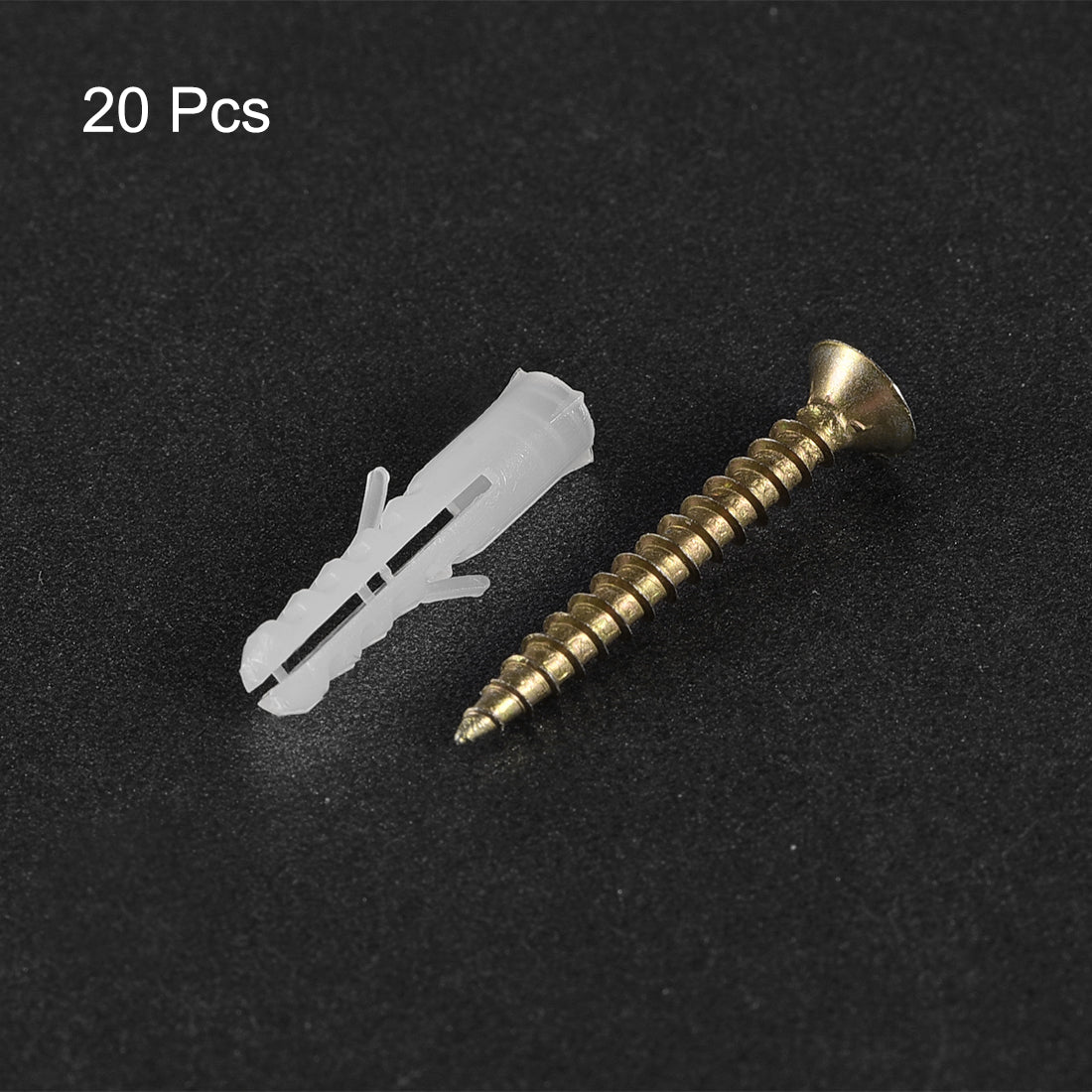 uxcell Uxcell 4x20mm Plastic Expansion Tube for Drywall with Color Zinc Screws White 20pcs