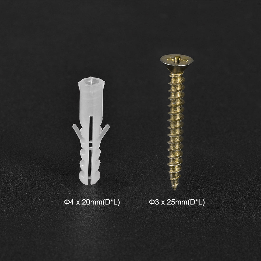 uxcell Uxcell 4x20mm Plastic Expansion Tube for Drywall with Color Zinc Screws White 50pcs