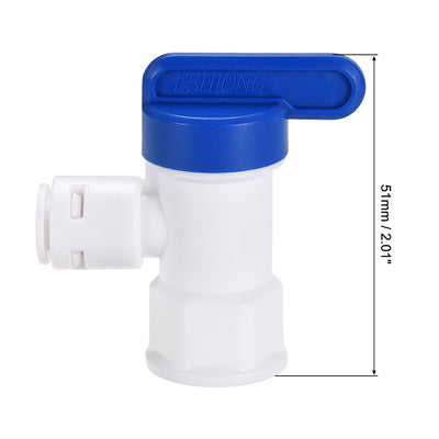 Harfington Uxcell Elbow Ball Valve Quick Connect Fitting, 1/4" Tube Outer Diameter, G1/4 Female Thread, for Water Purifiers, Blue and White