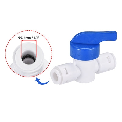 Harfington Uxcell Ball Valve Quick Connect Fitting, 1/4" Tube Outer Diameter, for Water Filters, Blue and White 5Pcs