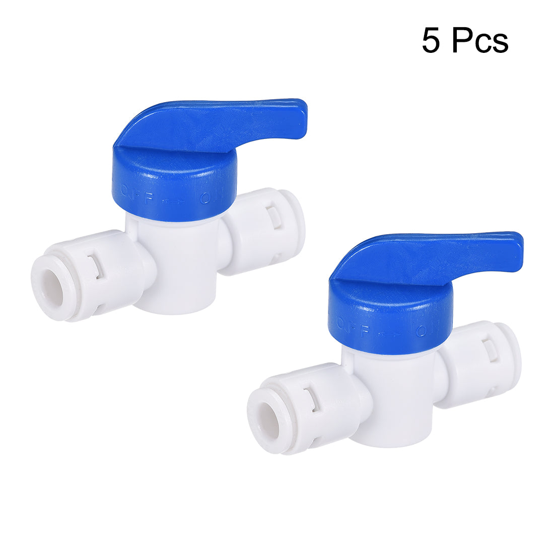 uxcell Uxcell Ball Valve Quick Connect Fitting, 1/4" Tube Outer Diameter, for Water Filters, Blue and White 5Pcs