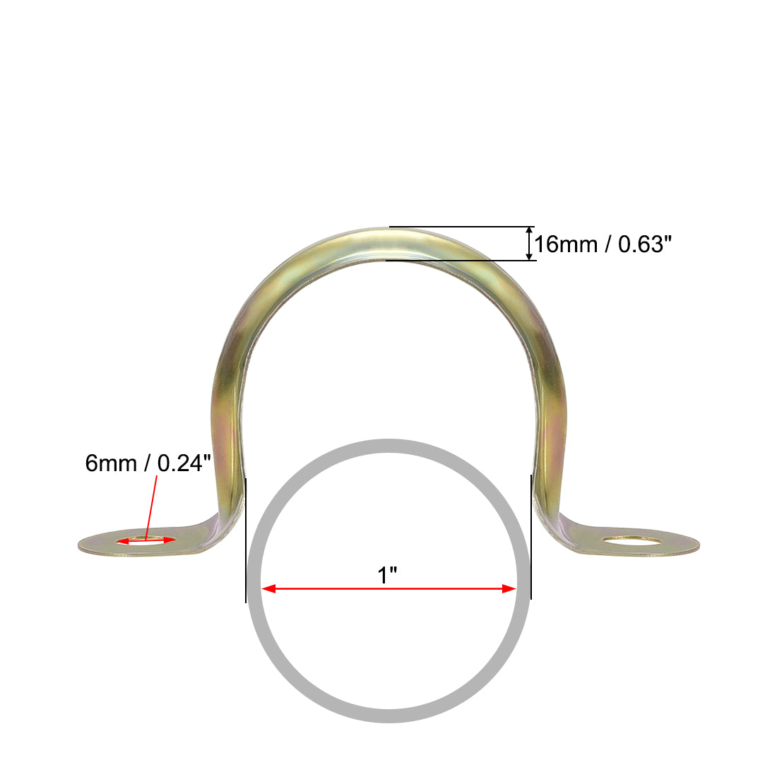 uxcell Uxcell 1inch Rigid Pipe Strap, 2 Holes Tube Straps Iron Tension Tube Clip Clamp 100pcs