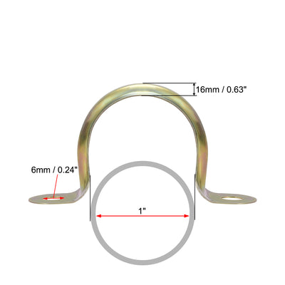 Harfington Uxcell 1inch Rigid Pipe Strap, 2 Holes Tube Straps Iron Tension Tube Clip Clamp 100pcs