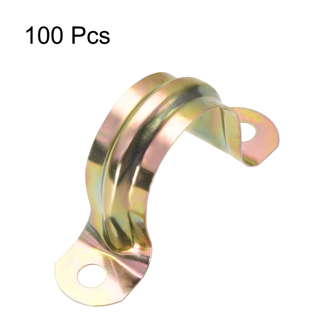 uxcell Uxcell 1inch Rigid Pipe Strap, 2 Holes Tube Straps Iron Tension Tube Clip Clamp 100pcs