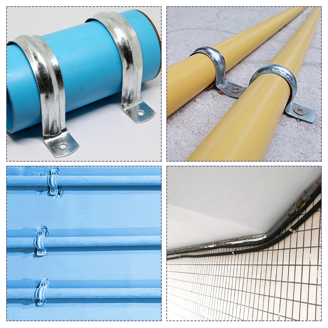 uxcell Uxcell 1inch Rigid Pipe Strap, 2 Holes Tube Straps Iron Tension Tube Clip Clamp 100pcs