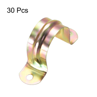 Harfington Uxcell 1-1/4inch Rigid Pipe Strap, 2 Holes Tube Straps Iron Tension Tube Clip Clamp 30pcs