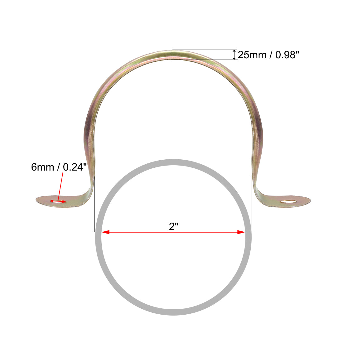 uxcell Uxcell 2inch Rigid Pipe Strap, 2 Holes Tube Straps Iron Tension Tube Clip Clamp 40pcs