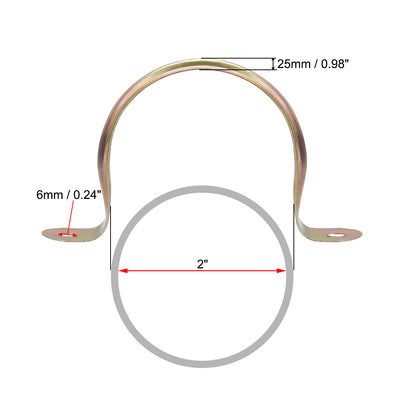 Harfington Uxcell 2inch Rigid Pipe Strap, 2 Holes Tube Straps Iron Tension Tube Clip Clamp 40pcs