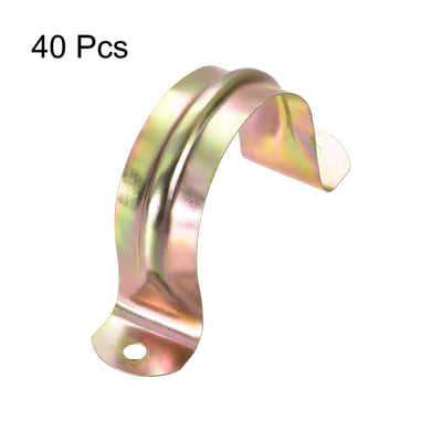 Harfington Uxcell 2inch Rigid Pipe Strap, 2 Holes Tube Straps Iron Tension Tube Clip Clamp 40pcs