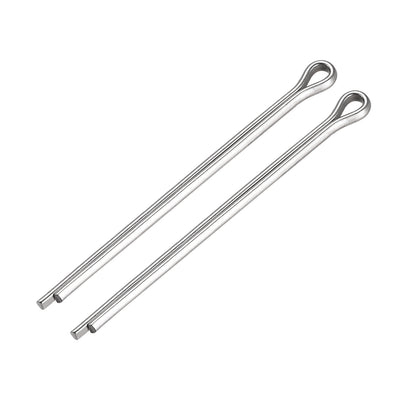 uxcell Uxcell Split Cotter Pin - 4mm x 70mm 304 Stainless Steel 2-Prongs Silver Tone 2Pcs