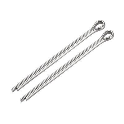 uxcell Uxcell Split Cotter Pin - 5mm x 80mm 304 Stainless Steel 2-Prongs Silver Tone 2Pcs