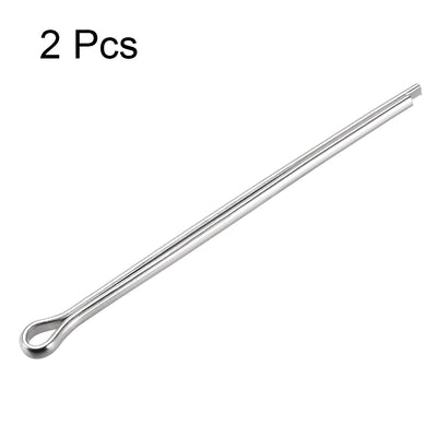 Harfington Uxcell Split Cotter Pin - 5mm x 100mm 304 Stainless Steel 2-Prongs Silver Tone 2Pcs