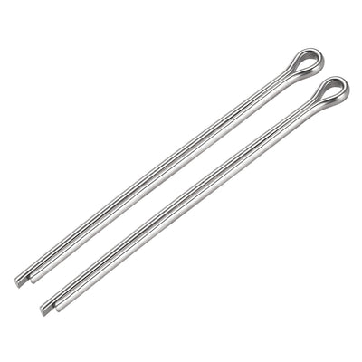 uxcell Uxcell Split Cotter Pin - 5mm x 100mm 304 Stainless Steel 2-Prongs Silver Tone 2Pcs