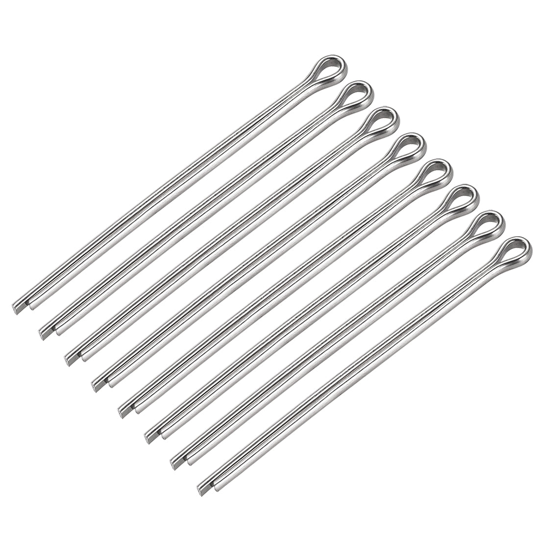 uxcell Uxcell Split Cotter Pin - 5mm x 100mm 304 Stainless Steel 2-Prongs Silver Tone 8Pcs