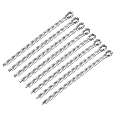 uxcell Uxcell Split Cotter Pin - 5mm x 100mm 304 Stainless Steel 2-Prongs Silver Tone 8Pcs