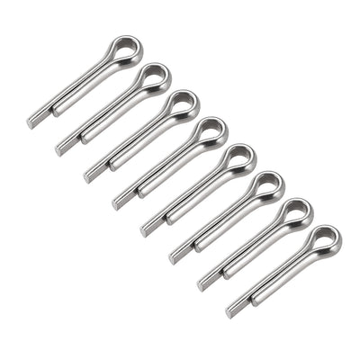 uxcell Uxcell Split Cotter Pin - 6mm x 30mm 304 Stainless Steel 2-Prongs Silver Tone 8Pcs