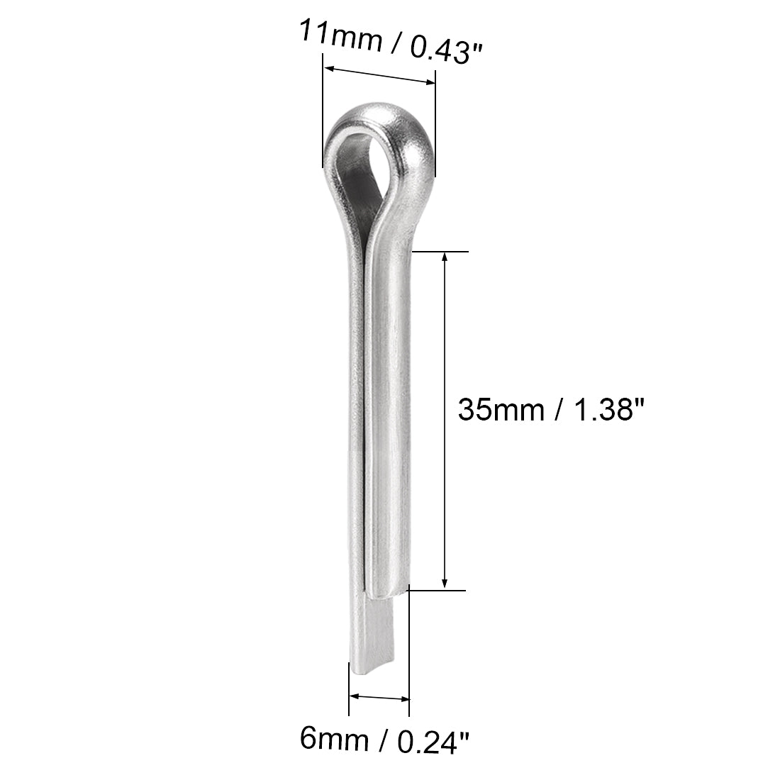 uxcell Uxcell Split Cotter Pin - 6mm x 35mm 304 Stainless Steel 2-Prongs Silver Tone 8Pcs