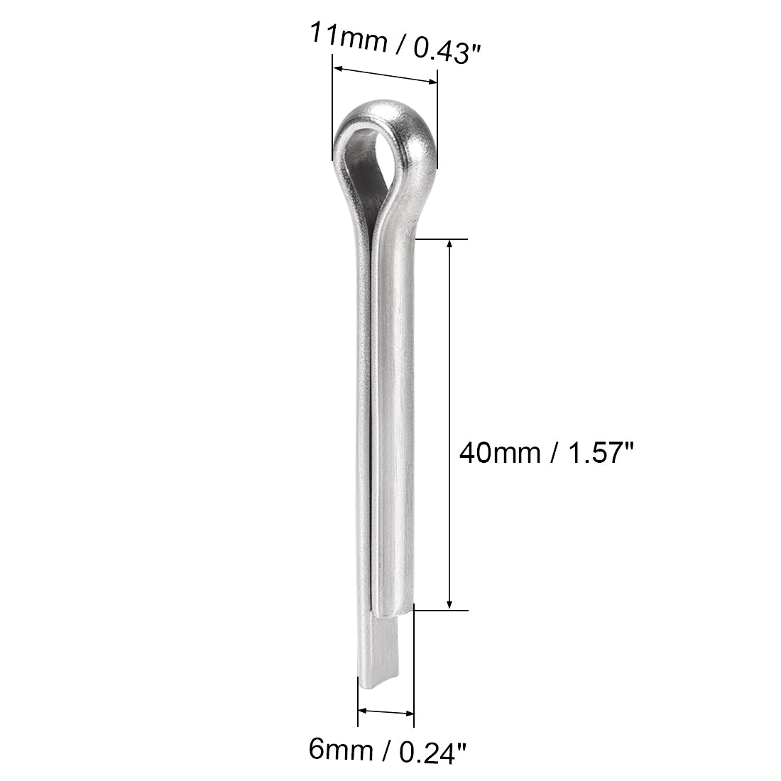 uxcell Uxcell Split Cotter Pin - 6mm x 40mm 304 Stainless Steel 2-Prongs Silver Tone 2Pcs