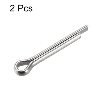 Harfington Uxcell Split Cotter Pin - 6mm x 40mm 304 Stainless Steel 2-Prongs Silver Tone 2Pcs