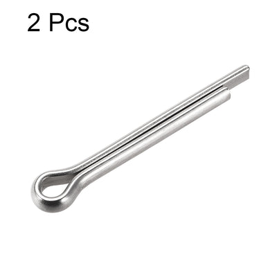 Harfington Uxcell Split Cotter Pin - 6mm x 45mm 304 Stainless Steel 2-Prongs Silver Tone 2Pcs