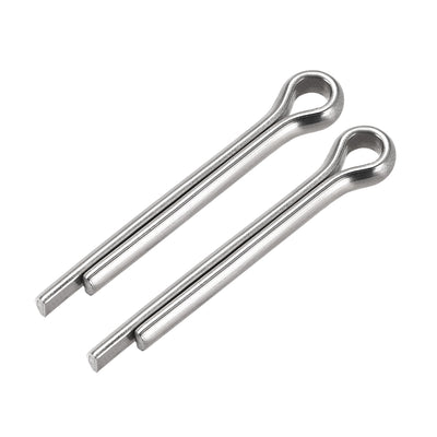 uxcell Uxcell Split Cotter Pin - 6mm x 45mm 304 Stainless Steel 2-Prongs Silver Tone 2Pcs