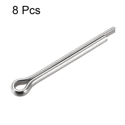 Harfington Uxcell Split Cotter Pin - 6mm x 50mm 304 Stainless Steel 2-Prongs Silver Tone 8Pcs