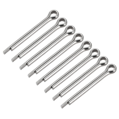 uxcell Uxcell Split Cotter Pin - 6mm x 50mm 304 Stainless Steel 2-Prongs Silver Tone 8Pcs