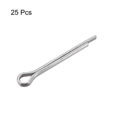 Harfington Uxcell Split Cotter Pin 5/32 inch x 1 3/8 inch Carbon Steel 2-Prongs Silver 25Pcs