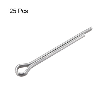Harfington Uxcell Split Cotter Pin 5/32 inch x 1 37/64 inch Carbon Steel 2-Prongs Silver 25Pcs