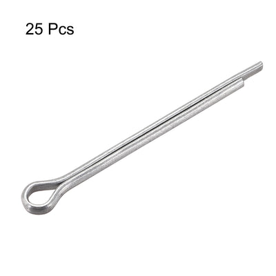 Harfington Uxcell Split Cotter Pin 5/32 inch x 2 23/64 inch Carbon Steel 2-Prongs Silver 25Pcs
