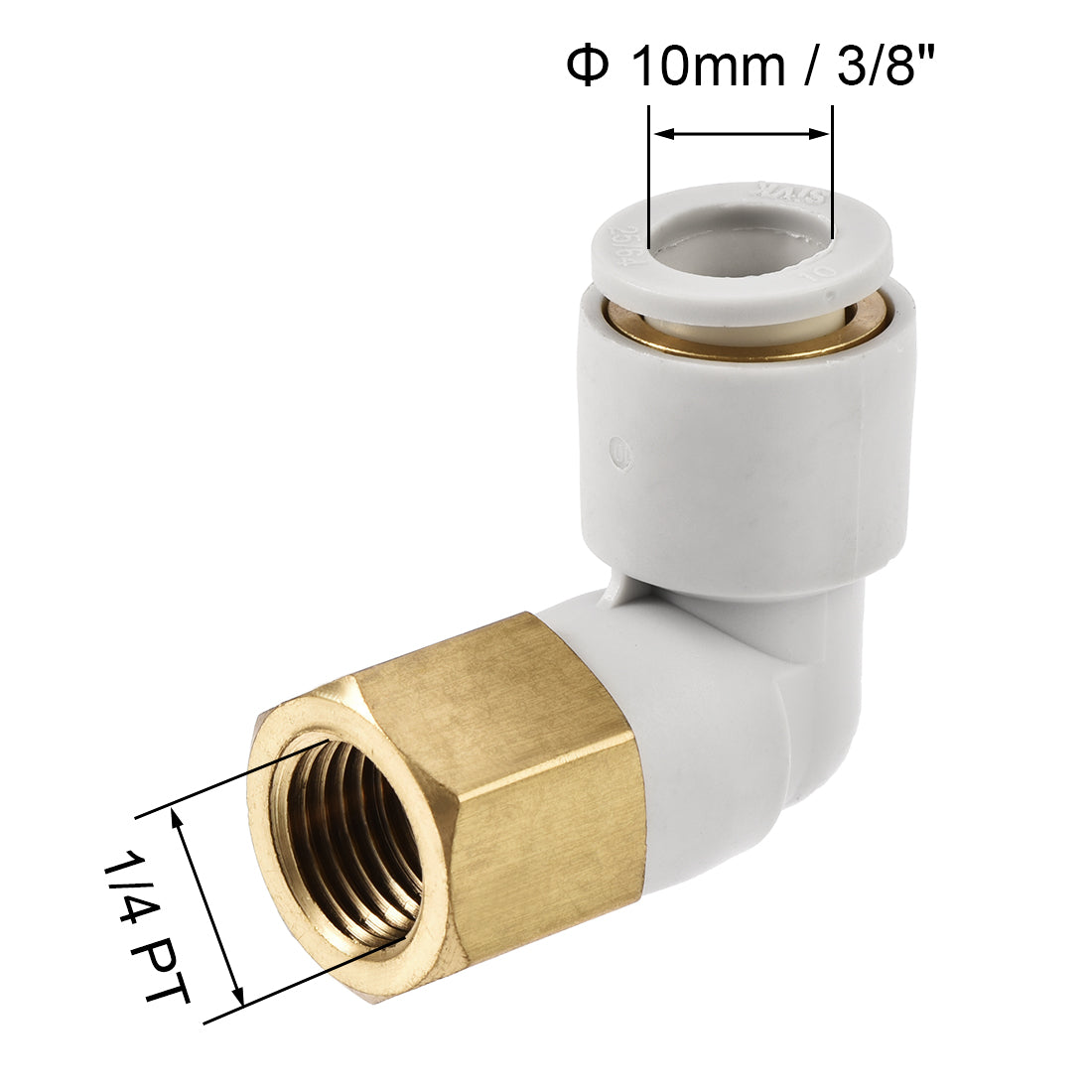 uxcell Uxcell Pneumatic Push to Connect Tube Fittings Elbow 10mm Tube OD x 1/4PT Female 2Pcs