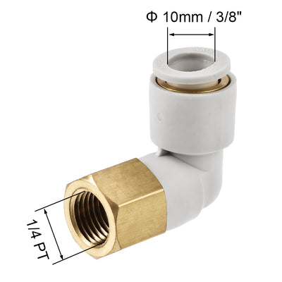 Harfington Uxcell Pneumatic Push to Connect Tube Fittings Elbow 10mm Tube OD x 1/4PT Female 2Pcs