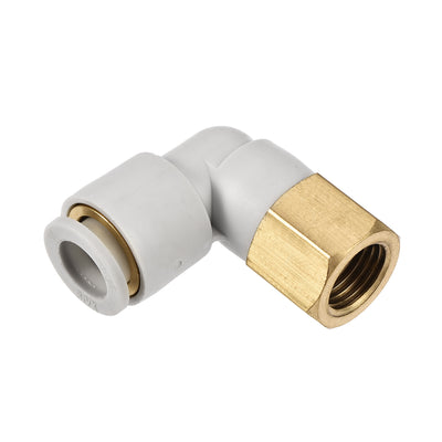 Harfington Uxcell Pneumatic Push to Connect Tube Fittings Elbow 10mm Tube OD x 1/4PT Female 2Pcs
