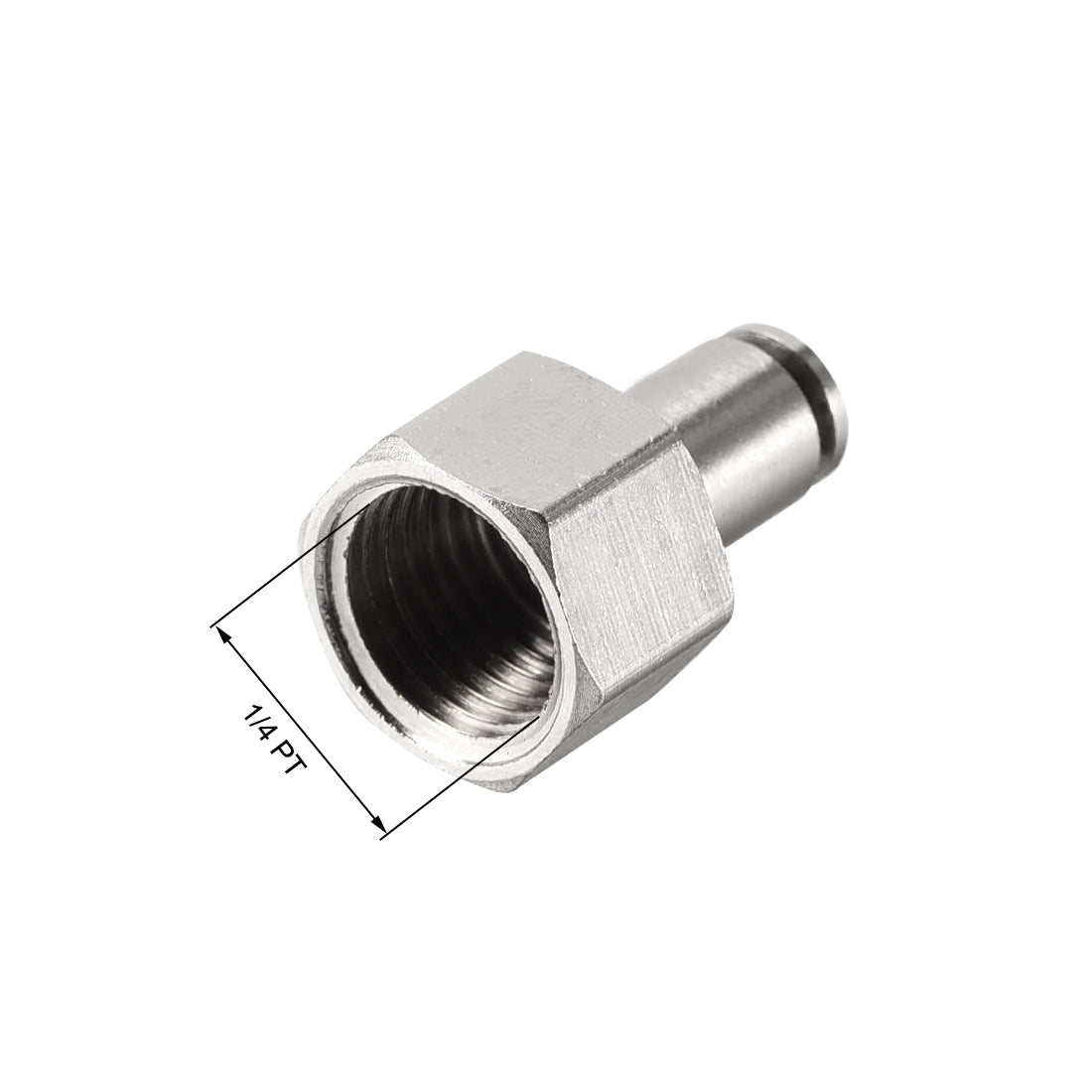 uxcell Uxcell Push to Connect Tube Fittings 4mm Tube OD x 1/4 PT Female Silver Tone 2Pcs