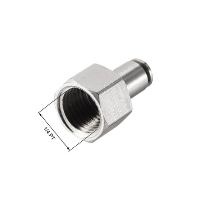 Harfington Uxcell Push to Connect Tube Fittings 4mm Tube OD x 1/4 PT Female Silver Tone 2Pcs