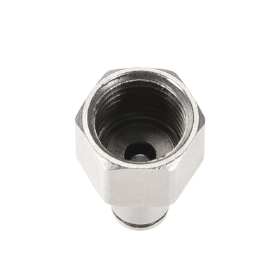 Harfington Uxcell Push to Connect Tube Fittings 4mm Tube OD x 1/4 PT Female Silver Tone 2Pcs
