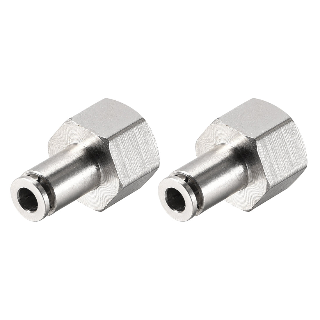 uxcell Uxcell Push to Connect Tube Fittings 4mm Tube OD x 1/4 PT Female Silver Tone 2Pcs