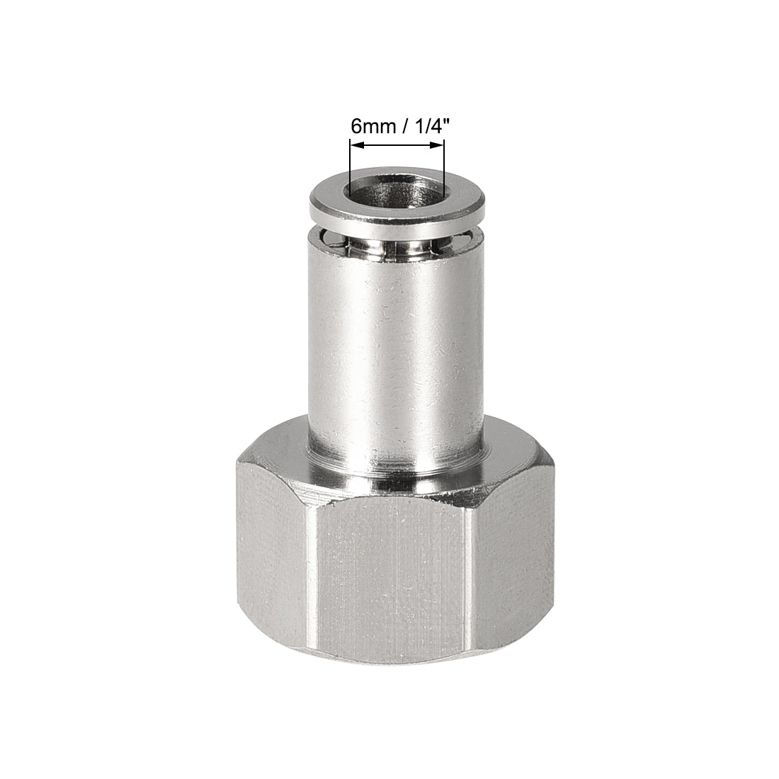 uxcell Uxcell Push to Connect Tube Fittings 6mm Tube OD x 3/8 PT Female Silver Tone 2Pcs