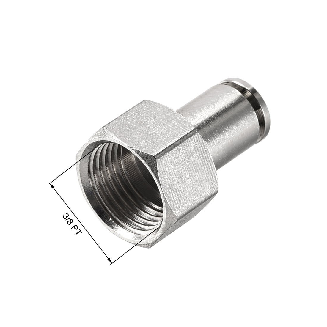 uxcell Uxcell Push to Connect Tube Fittings 6mm Tube OD x 3/8 PT Female Silver Tone 2Pcs