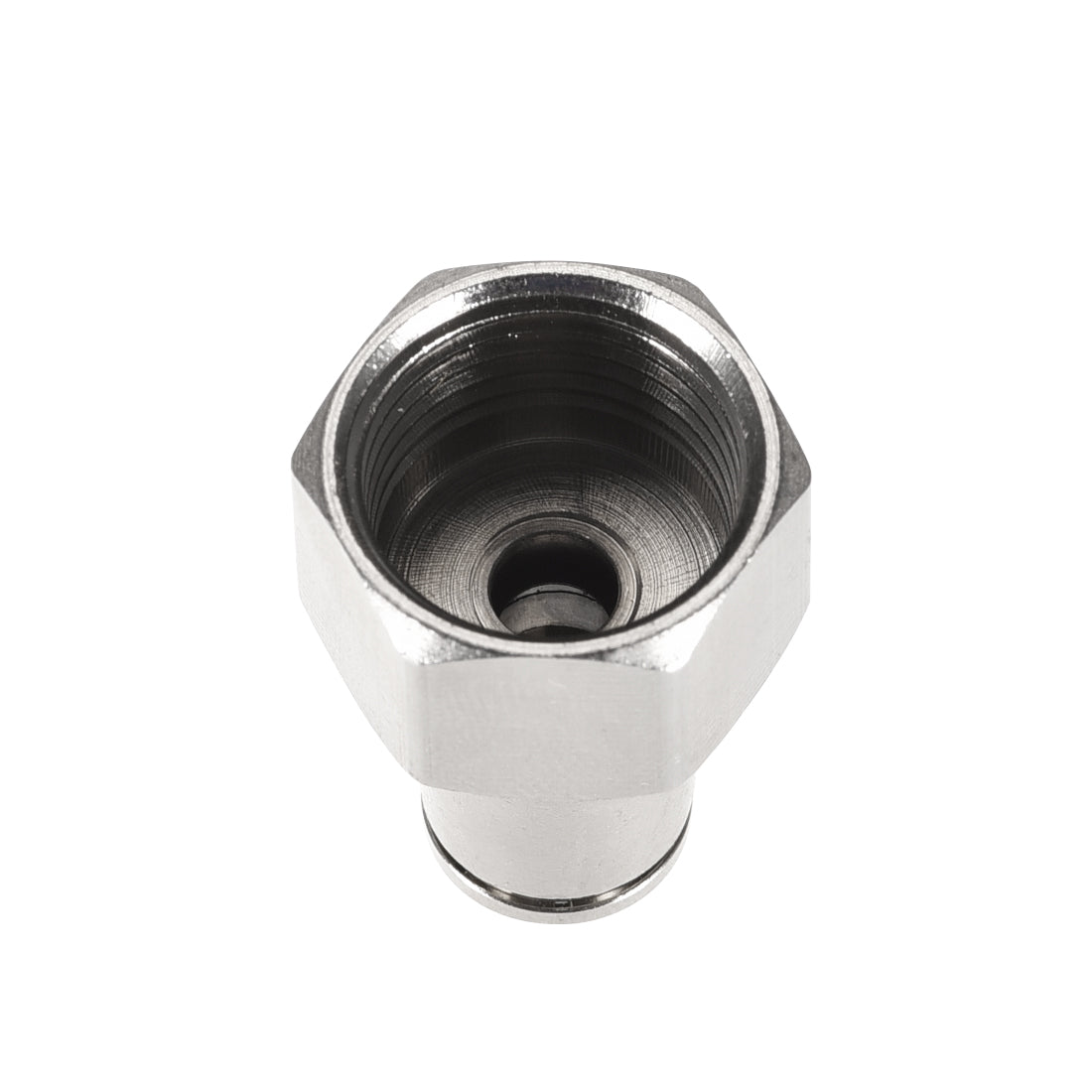 uxcell Uxcell Push to Connect Tube Fittings 6mm Tube OD x 3/8 PT Female Silver Tone 2Pcs