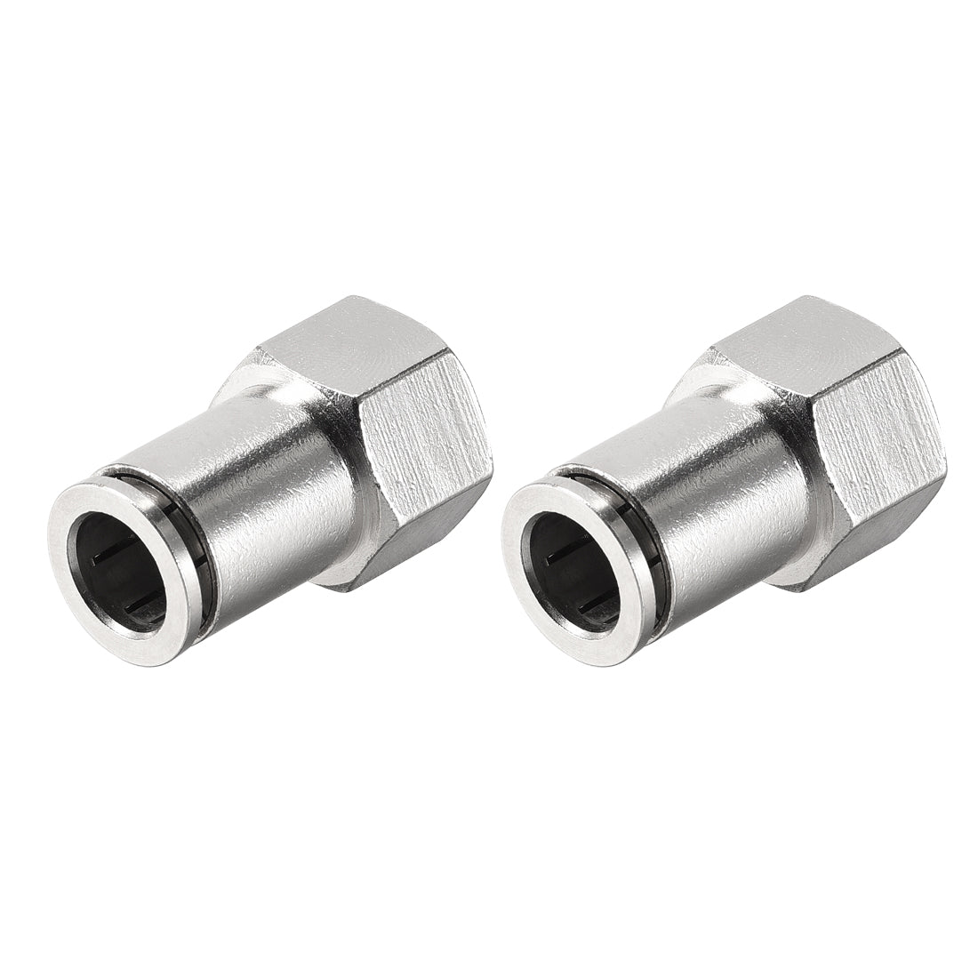uxcell Uxcell Push to Connect Tube Fittings 10mm Tube OD x 3/8 PT Female Silver Tone 2Pcs