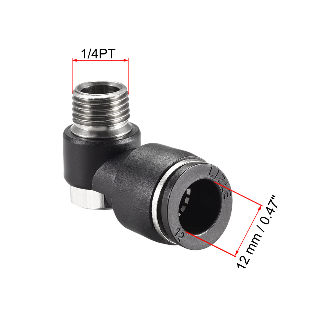 uxcell Uxcell Pneumatic Push to Connect Tube Fitting 12mm Tube to 1/4PT Male Thread Elbow 2Pcs