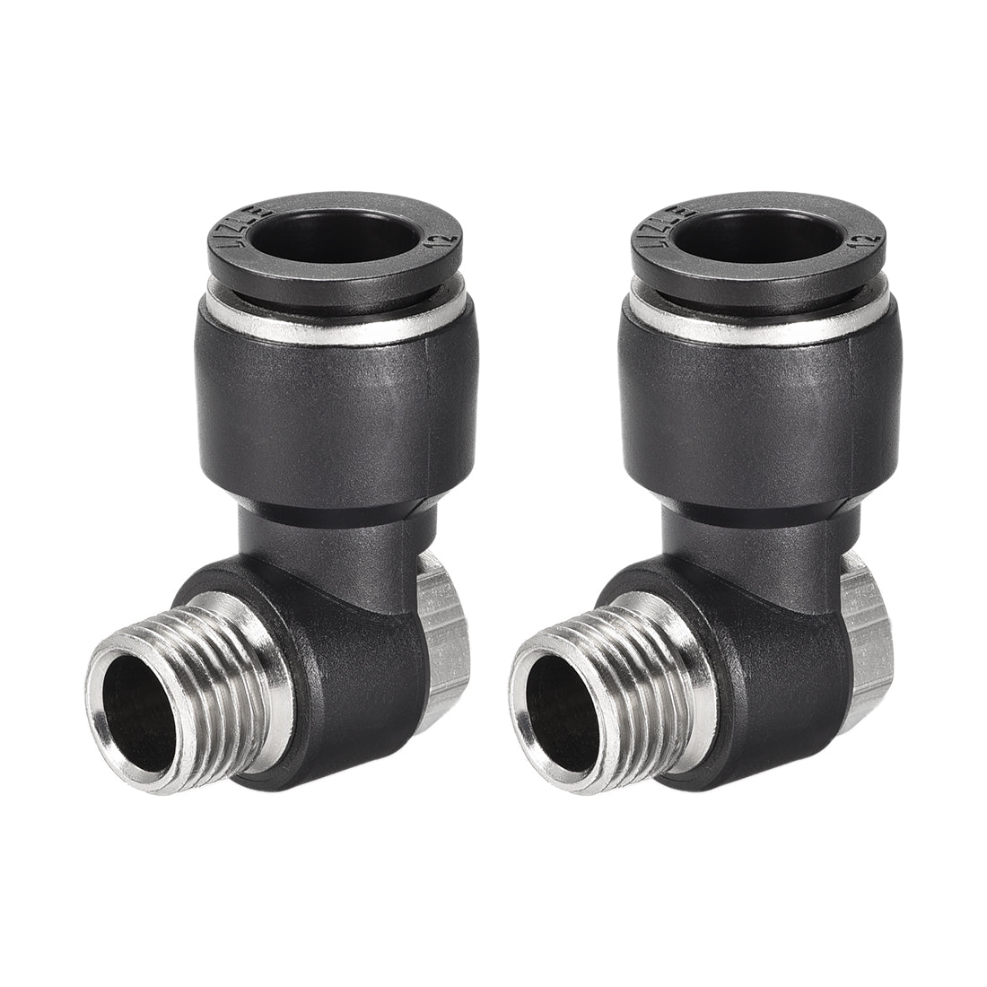 uxcell Uxcell Pneumatic Push to Connect Tube Fitting 12mm Tube to 1/4PT Male Thread Elbow 2Pcs