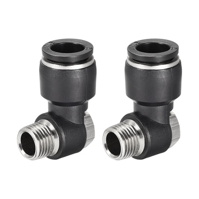 Harfington Uxcell Pneumatic Push to Connect Tube Fitting 12mm Tube to 1/4PT Male Thread Elbow 2Pcs
