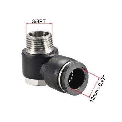 Harfington Uxcell Pneumatic Push to Connect Tube Fitting 12mm Tube to 3/8PT Male Thread Elbow