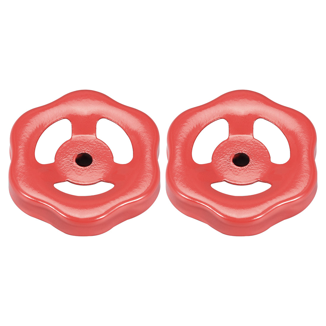 uxcell Uxcell Round Wheel Handle, Square Broach 8x8mm, Wheel OD 79mm Paint Iron Red 2Pcs