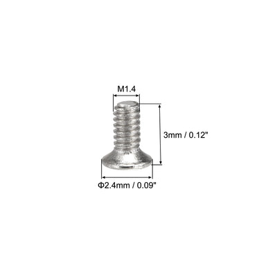 Harfington Uxcell M1.4 x 3mm Tiny Screws Phillips Flat Head Screws Carbon Steel Machine Screws for Glasses Spectacles Watch and Other Small Electronics 150pcs