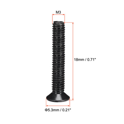 Harfington Uxcell M3 x 18mm Phillips Flat Head Screws Carbon Steel Machine Screws Black for Home Office Computer Case Appliance Equipment 50pcs