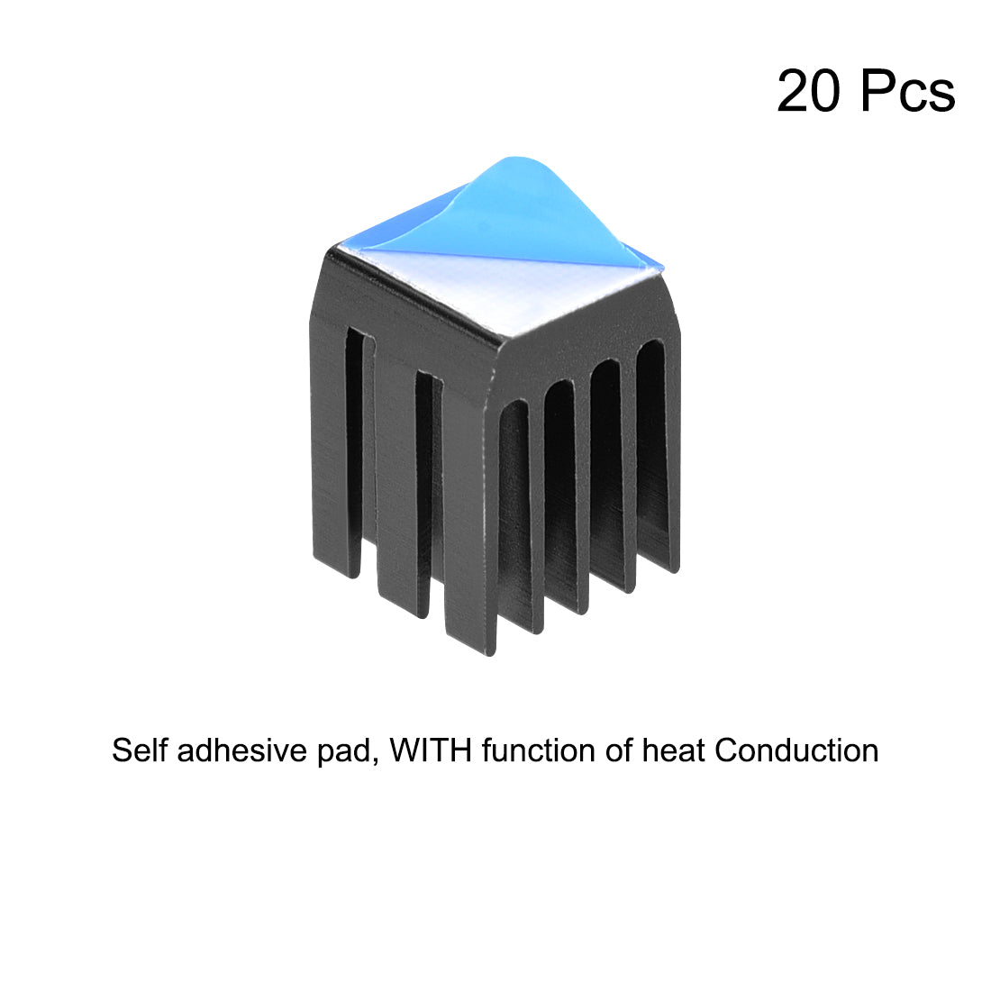 uxcell Uxcell Heatsink with Thermal Conductive Adhesive Tape 9 x 9 x 12mm Black 20pcs