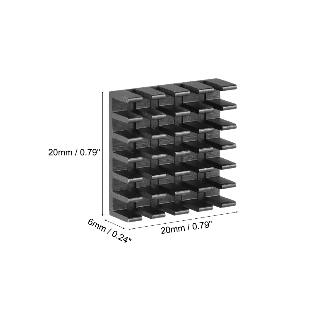 uxcell Uxcell 6x20x20mm Black Aluminum Heatsink Adhesive Thermal Pad 3D Printers 6Pcs